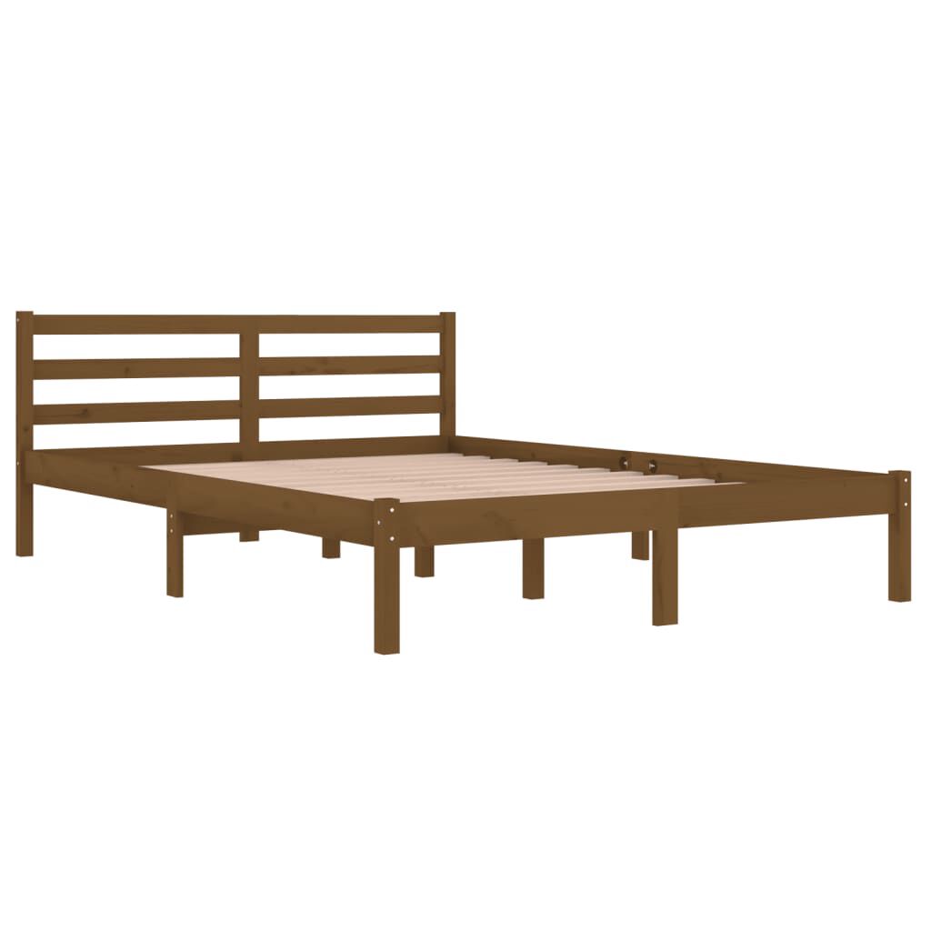 vidaXL Bed Frame without Mattress Solid Wood Pine 140x200cm Honey Brown