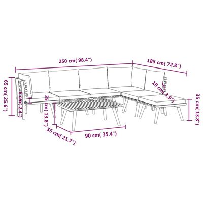 vidaXL 7 Piece Garden Lounge Set with Cushions Solid Wood Acacia