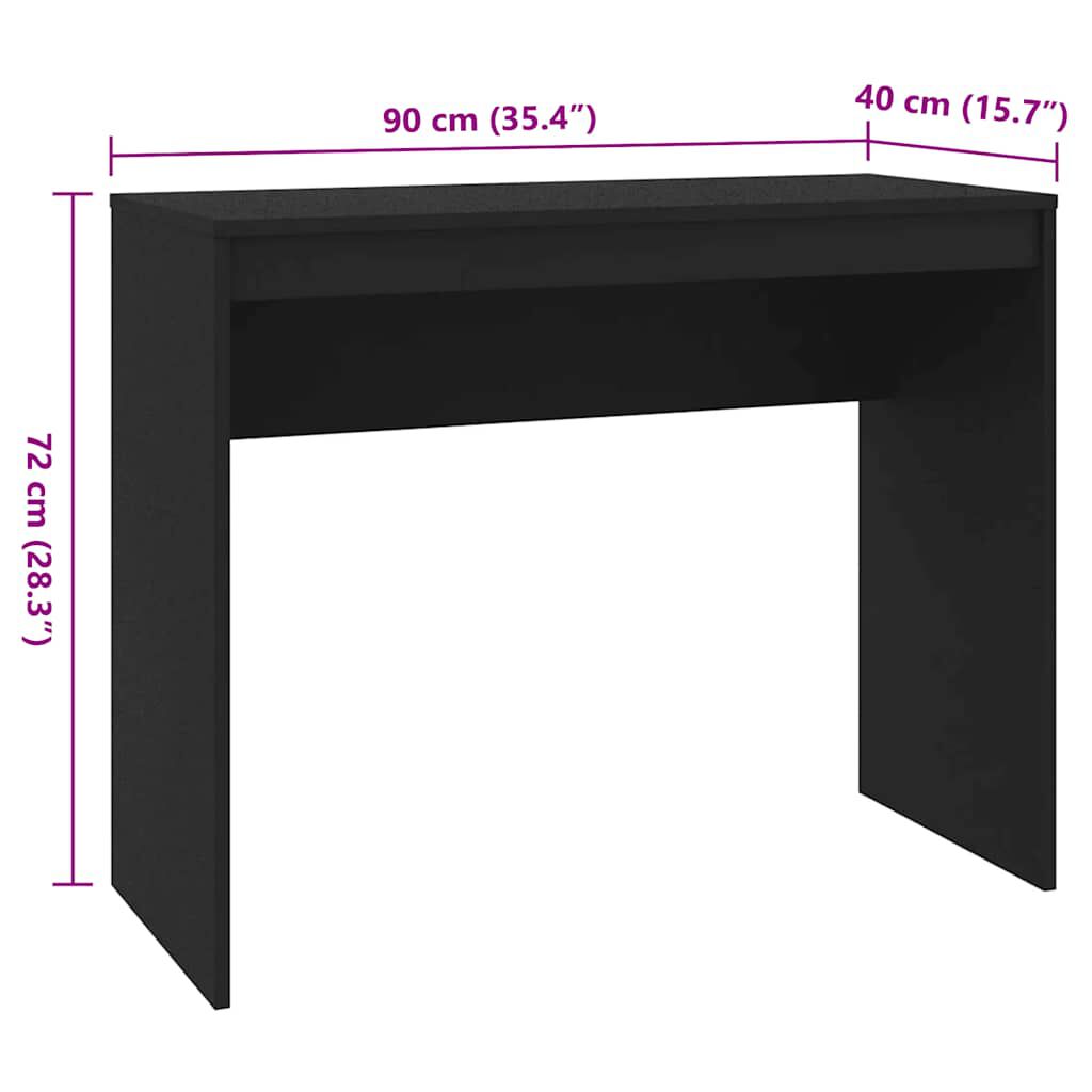 vidaXL Desk Black 90x40x72 cm Engineered Wood