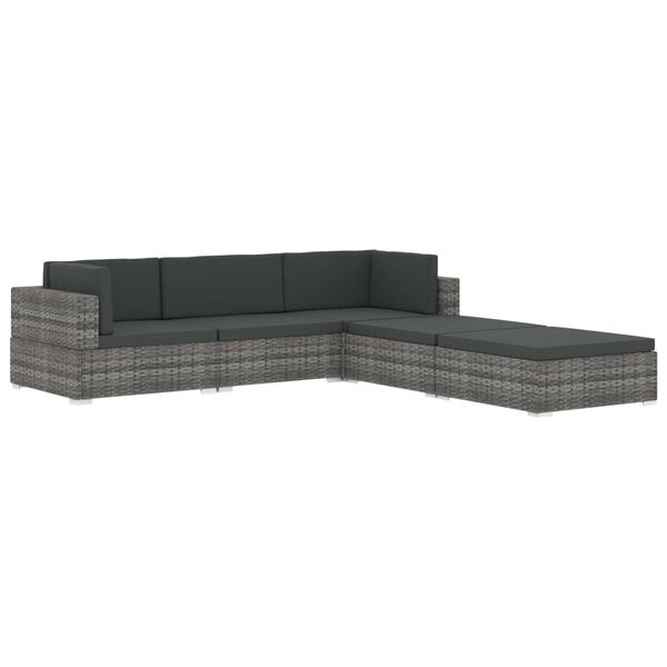 vidaXL Sectional Corner Chair 1 pc with Cushions Poly Rattan Black