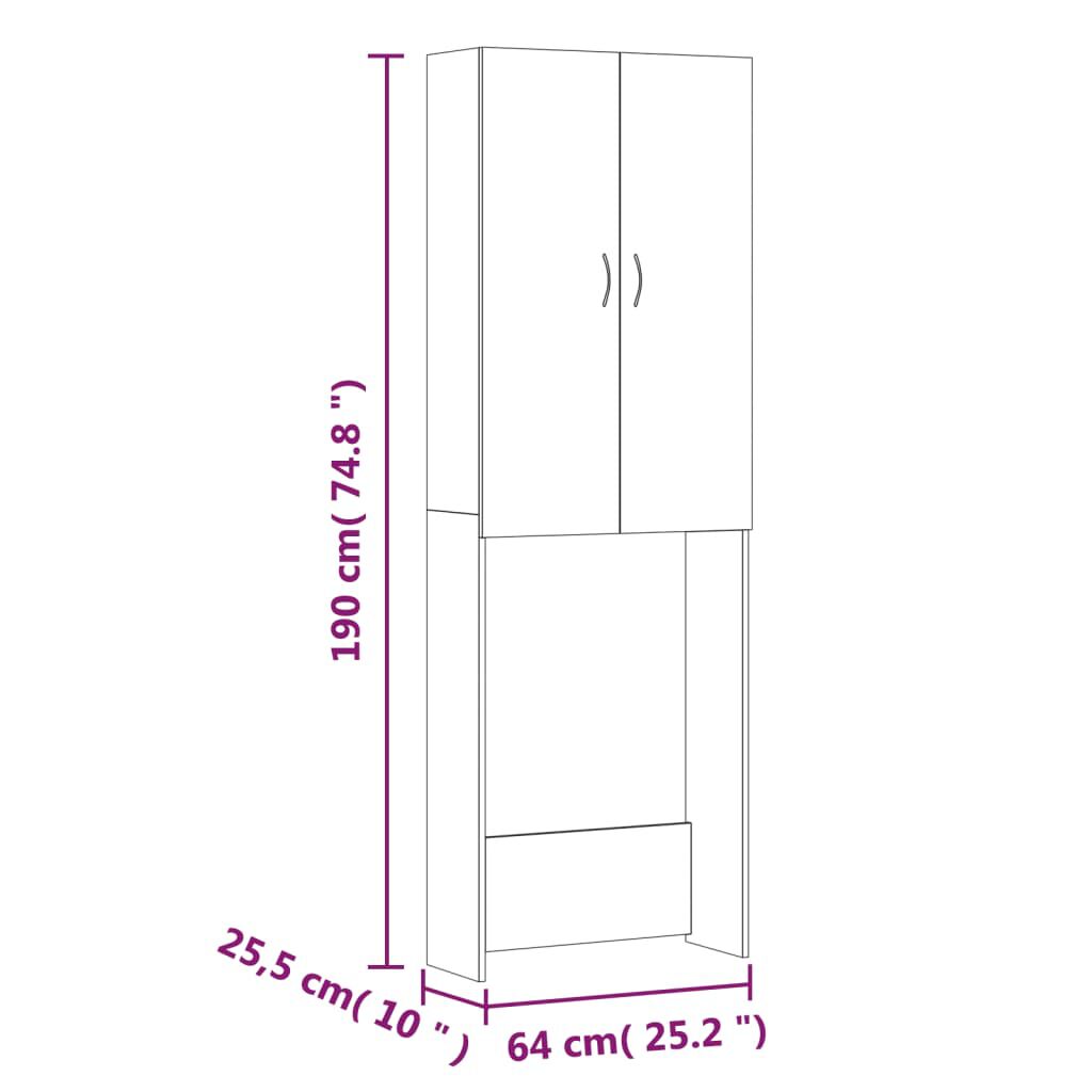 vidaXL Washing Machine Cabinet Concrete Grey 64x25.5x190 cm