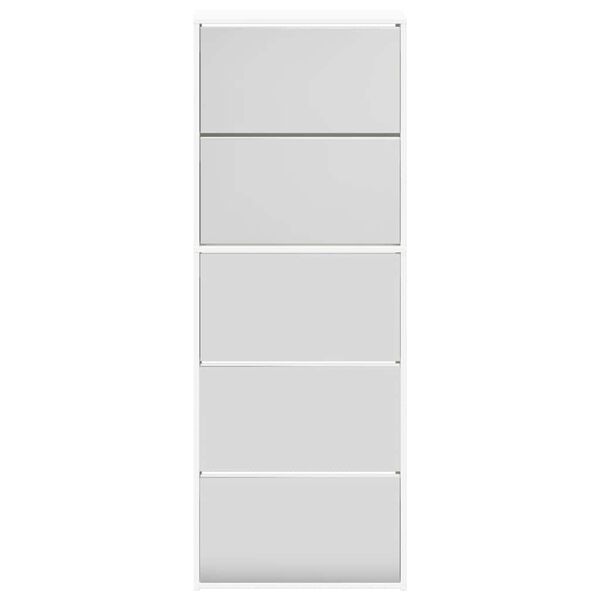 vidaXL Shoe Cabinet 5-Layer Mirror White 63x17x169.5 cm