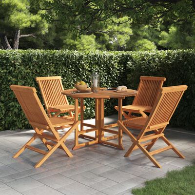 vidaXL 5 Piece Folding Outdoor Dining Set Solid Wood Teak,  vidaXL 5 Piece Folding Outdoor Dining Set Solid Wood Teak