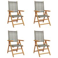 vidaXL Reclining Garden Chairs 4 pcs Grey Poly Rattan and Solid Wood, grey vidaXL Reclining Garden Chairs 4 pcs Grey Poly Rattan and Solid Wood