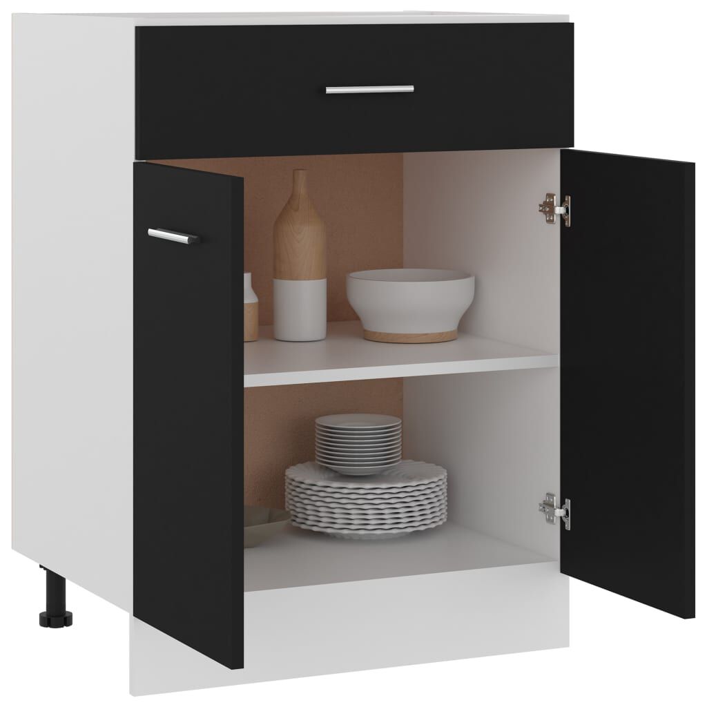 vidaXL Drawer Bottom Cabinet Lyon Black 60x46x81.5 cm Engineered Wood