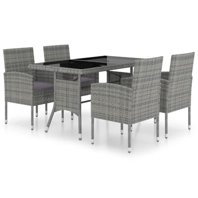 vidaXL 5 Piece Garden Dining Set Poly Rattan Anthracite & Grey