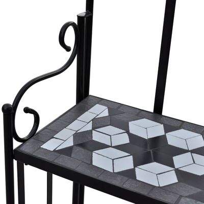 Plant Stand Plant Display Black White Mosaic Pattern, black Plant Stand Plant Display Black White Mosaic Pattern