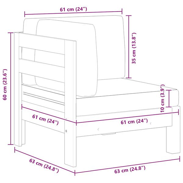 vidaXL Corner Sofa with Dark Grey Cushions Solid Acacia Wood