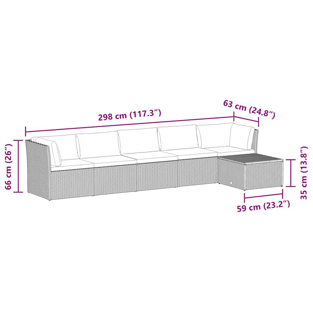 vidaXL 4 Piece Garden Lounge Set with Cushions Poly Rattan Grey