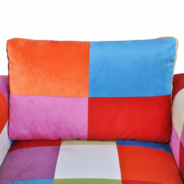 vidaXL Cube Armchair with Chrome Feet Patchwork Design Fabric