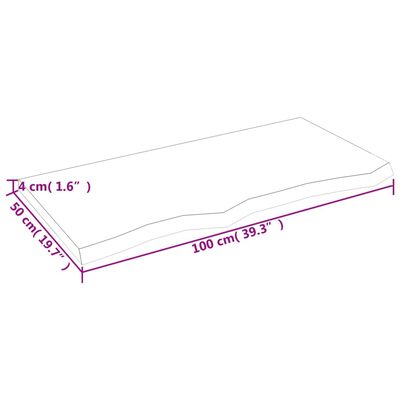 vidaXL Table Top Light Brown 100x50x(2-4) cm Treated Solid Wood Oak, light brown vidaXL Table Top Light Brown 100x50x(2-4) cm Treated Solid Wood Oak