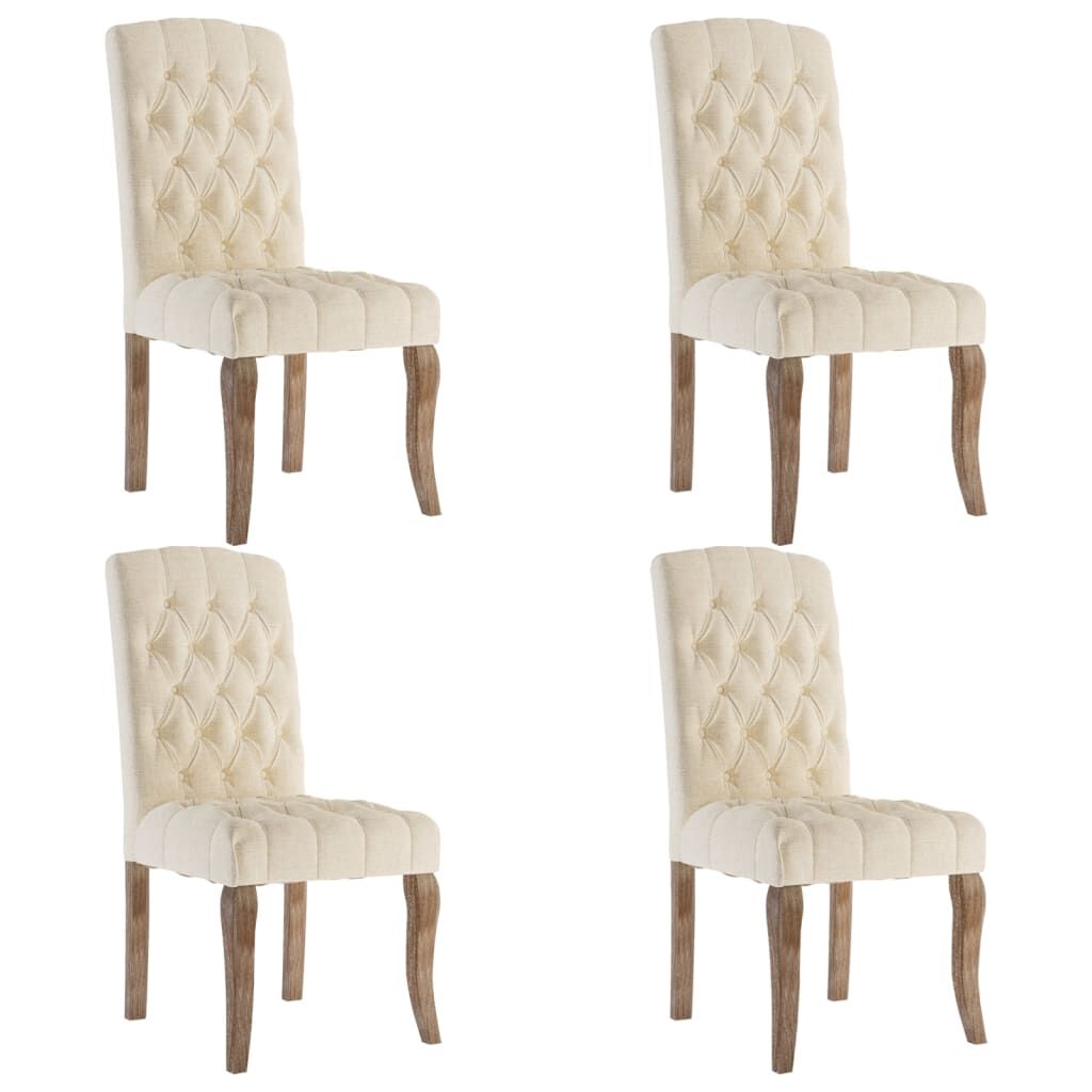 vidaXL Dining Chairs 4 pcs Beige Linen-Look Fabric