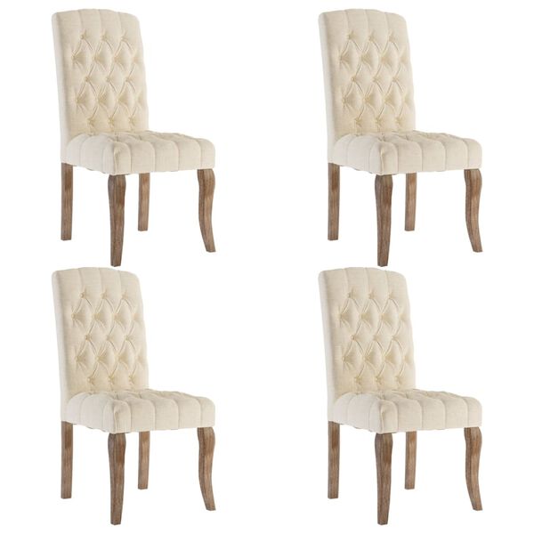 vidaXL Dining Chairs 4 pcs Beige Linen-Look Fabric