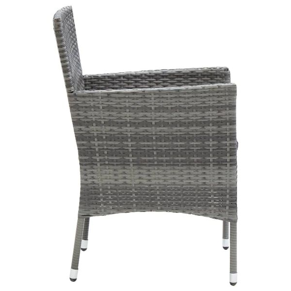 vidaXL 3 Piece Garden Dining Set with Cushions Poly Rattan Grey