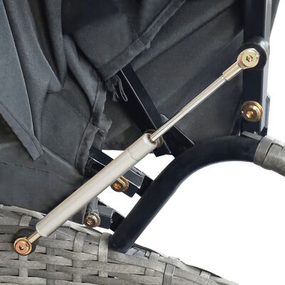 vidaXL Outdoor Lounge Bed with Canopy Poly Rattan Grey, grey vidaXL Outdoor Lounge Bed with Canopy Poly Rattan Grey