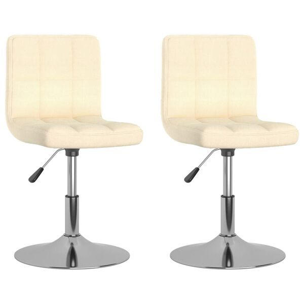 vidaXL Swivel Dining Chairs 2 pcs Cream Fabric