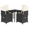 vidaXL 5 Piece Garden Dining Set with Cushions Black Poly Rattan