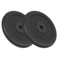 vidaXL Weight Plates 2 pcs 2x20 kg Cast Iron,  vidaXL Weight Plates 2 pcs 2x20 kg Cast Iron