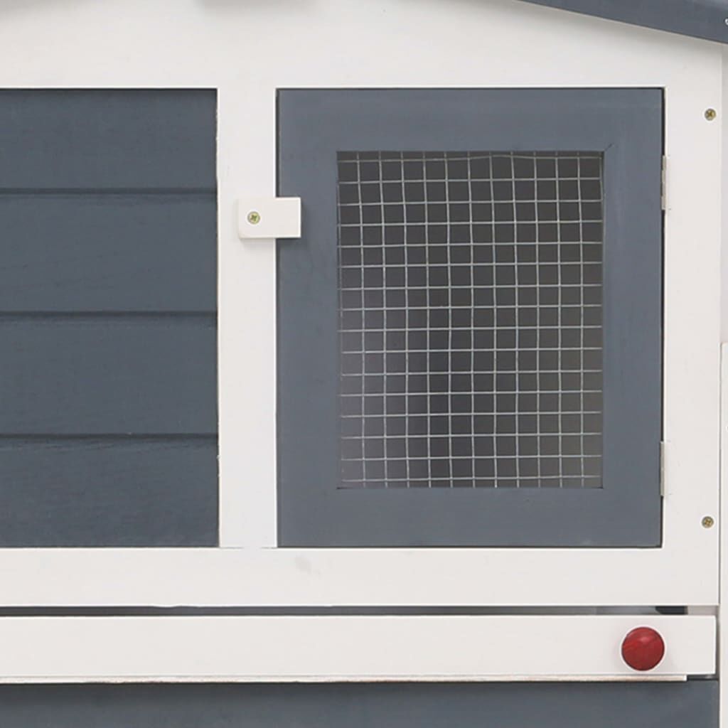 vidaXL Outdoor Large Rabbit Hutch Grey and White 204x45x85 cm Wood
