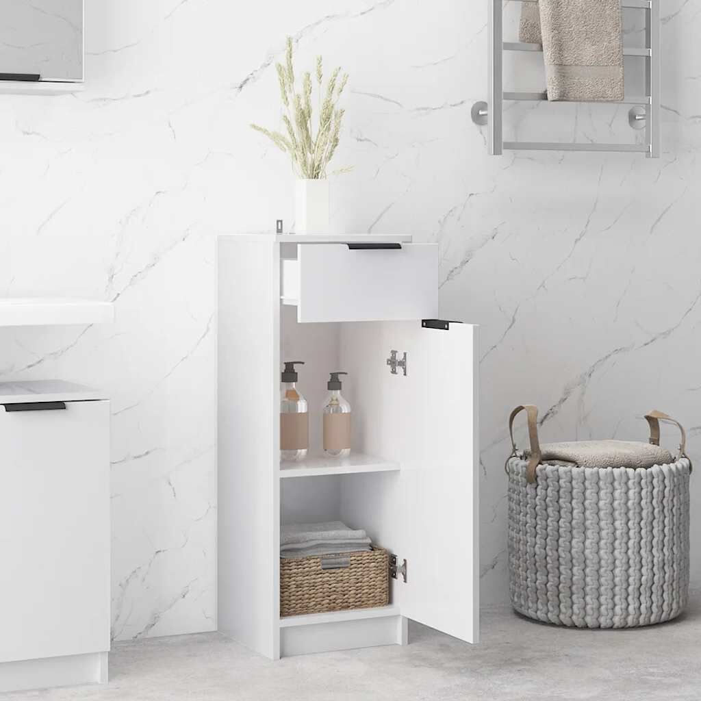 vidaXL Bathroom Cabinet High Gloss White 32x34x90 cm Engineered Wood