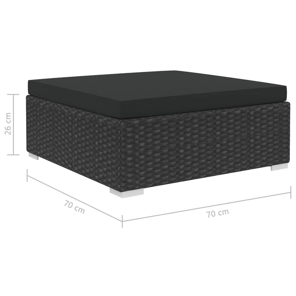 vidaXL 8 Piece Garden Lounge Set with Cushions Poly Rattan Black