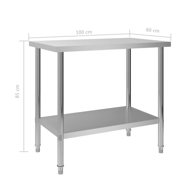 vidaXL Kitchen Work Table 100x60x85 cm Stainless Steel