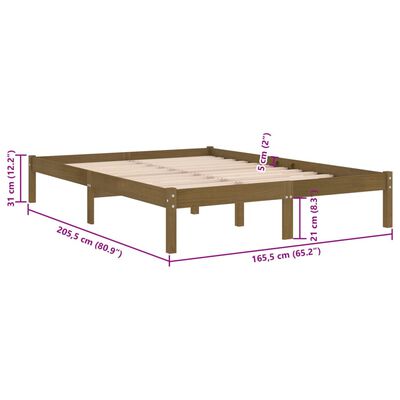 vidaXL Bed Frame without Mattress Honey Brown Solid Wood 160x200 cm