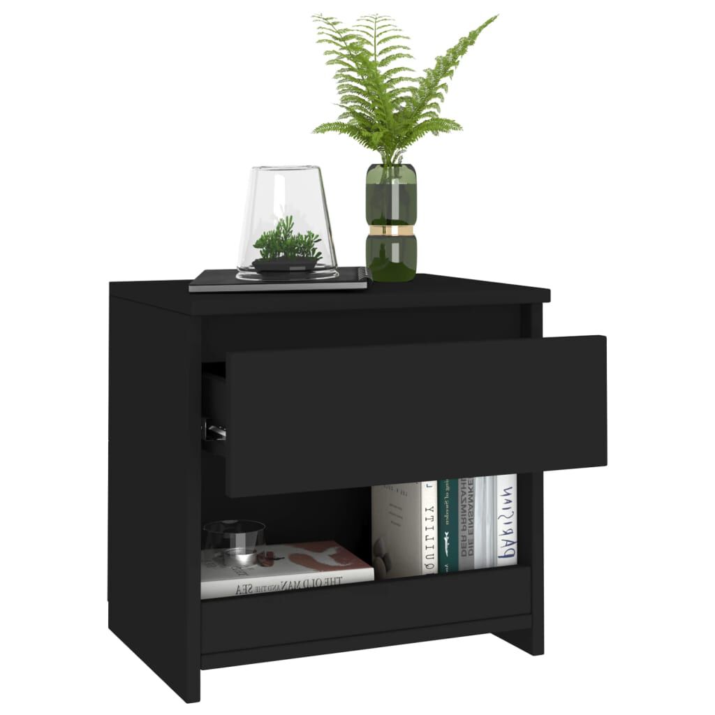 vidaXL Bedside Cabinets 2 pcs Black 40x30x39 cm Engineered Wood