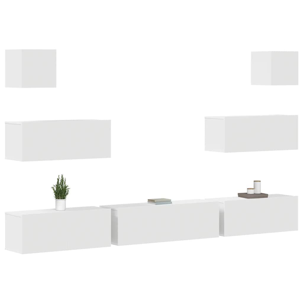 vidaXL 7 Piece TV Cabinet Set White Engineered Wood