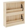 vidaXL Shoe Cabinet 2-Layer Mirror Oak 63x17x67 cm