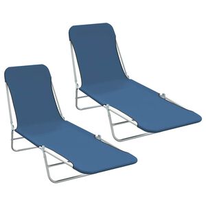 vidaXL Sunlounger | Set of 2 | Blue | Powder-coated steel | Standard | Foldable