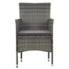 vidaXL 3 Piece Garden Dining Set Grey Poly Rattan and Acacia Wood
