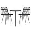 vidaXL 3 Piece Garden Dining Set Black Poly Rattan