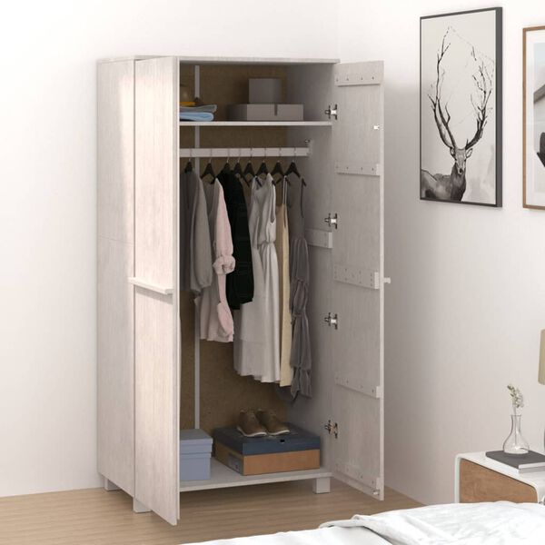 vidaXL Wardrobe HAMAR White 89x50x180 cm Solid Wood Pine