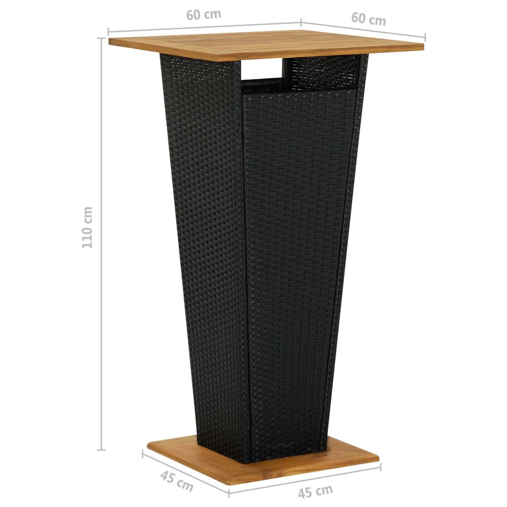 vidaXL 3 Piece Garden Bar Set with Cushions Poly Rattan Black