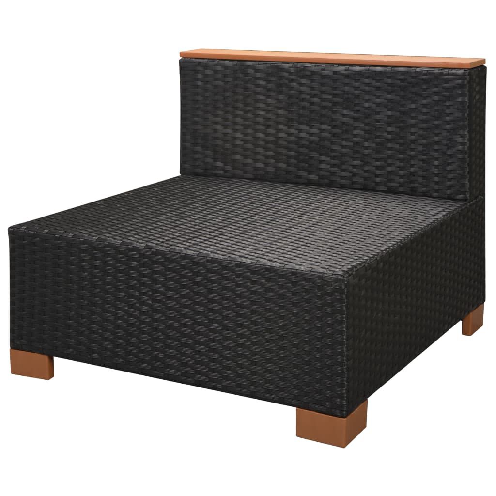 vidaXL 6 Piece Garden Lounge Set with Cushions Poly Rattan Black