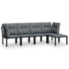 vidaXL 5 Piece Garden Lounge Set Black and Grey Poly Rattan