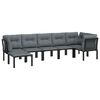 vidaXL 7 Piece Garden Lounge Set Black and Grey Poly Rattan