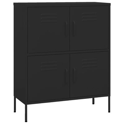 vidaXL Storage Cabinet Black 80x35x101.5 cm Steel, black vidaXL Storage Cabinet Black 80x35x101.5 cm Steel