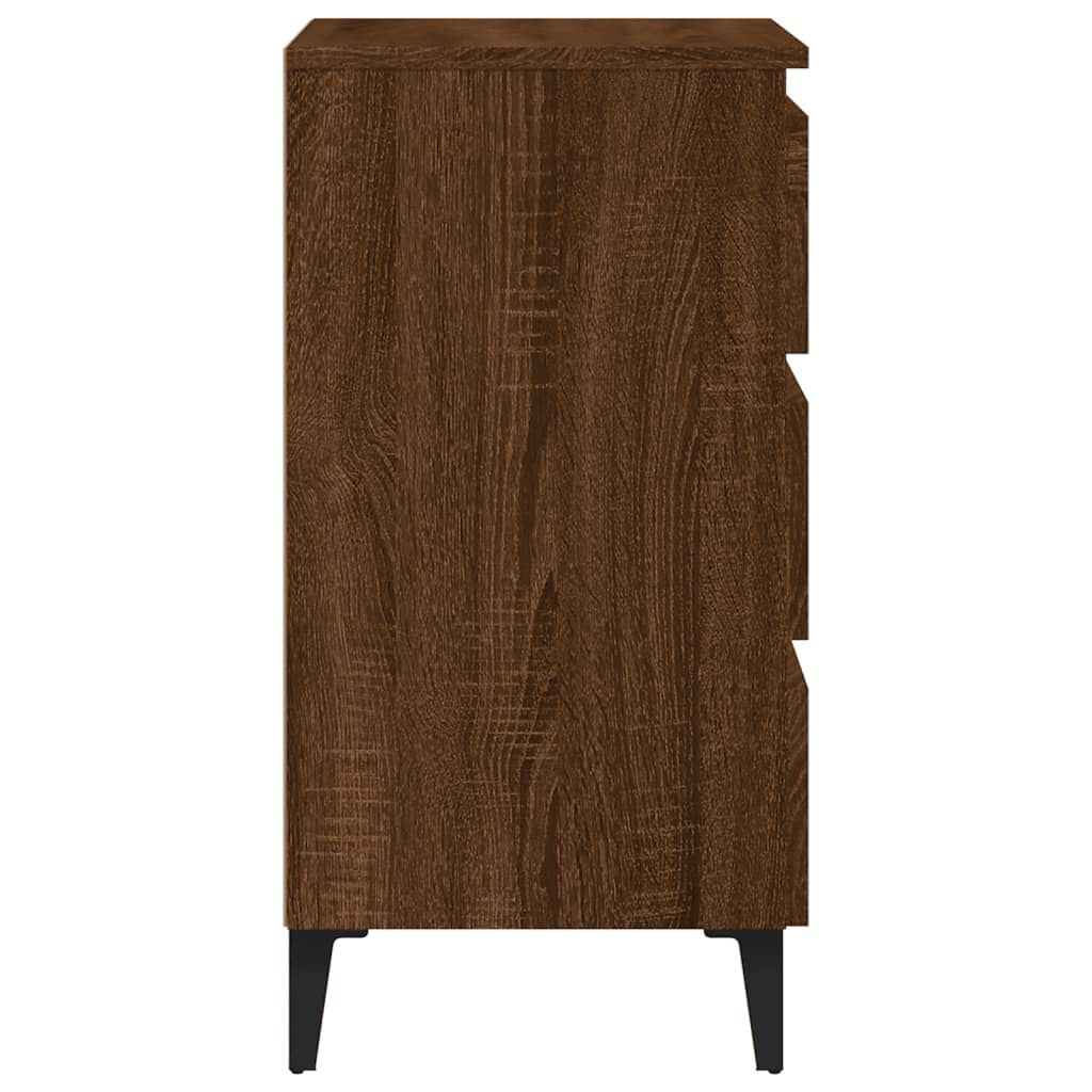vidaXL Bed Cabinets with Metal Legs 2 pcs Brown Oak 40x35x69 cm