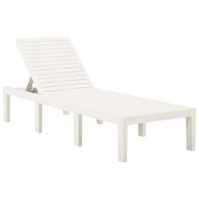 vidaXL Sun Lounger Plastic White, white vidaXL Sun Lounger Plastic White