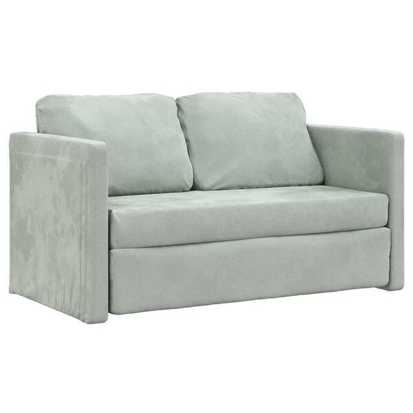 vidaXL Floor Sofa Bed 2-in-1 Light Grey 122x204x55 cm Velvet