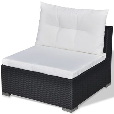 vidaXL 5 Piece Garden Lounge Set with Cushions Poly Rattan Black, black vidaXL 5 Piece Garden Lounge Set with Cushions Poly Rattan Black