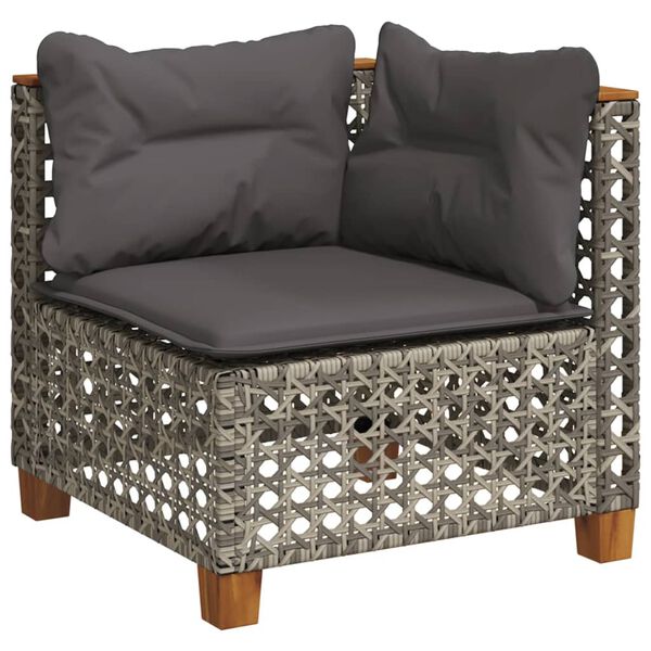 vidaXL 9 Piece Garden Sofa Set with Cushions Grey Poly Rattan
