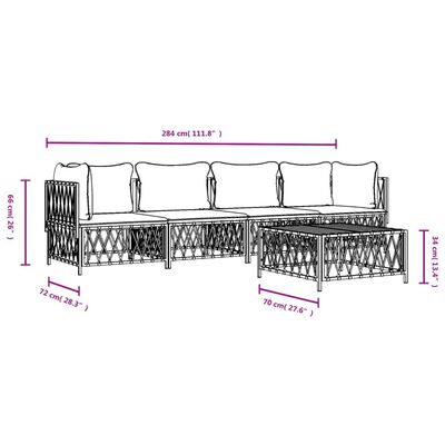 vidaXL 5 Piece Garden Lounge Set with Cushions Anthracite Steel, anthracite vidaXL 5 Piece Garden Lounge Set with Cushions Anthracite Steel