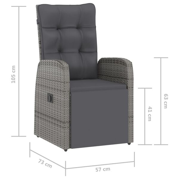 vidaXL 11 Piece Outdoor Dining Set with Cushions Poly Rattan Grey