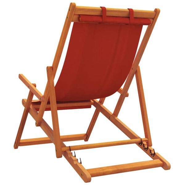 vidaXL Folding Beach Chairs 2 pcs Red Fabric