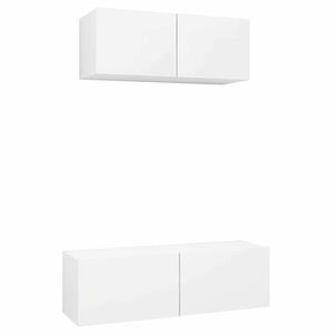 vidaXL 2 Piece TV Cabinet Set White Engineered Wood