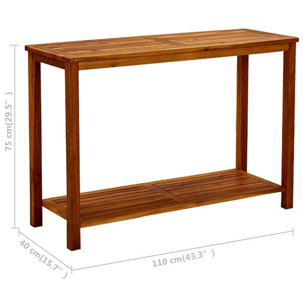 vidaXL Garden Console Table 110x40x75 cm Solid Acacia Wood