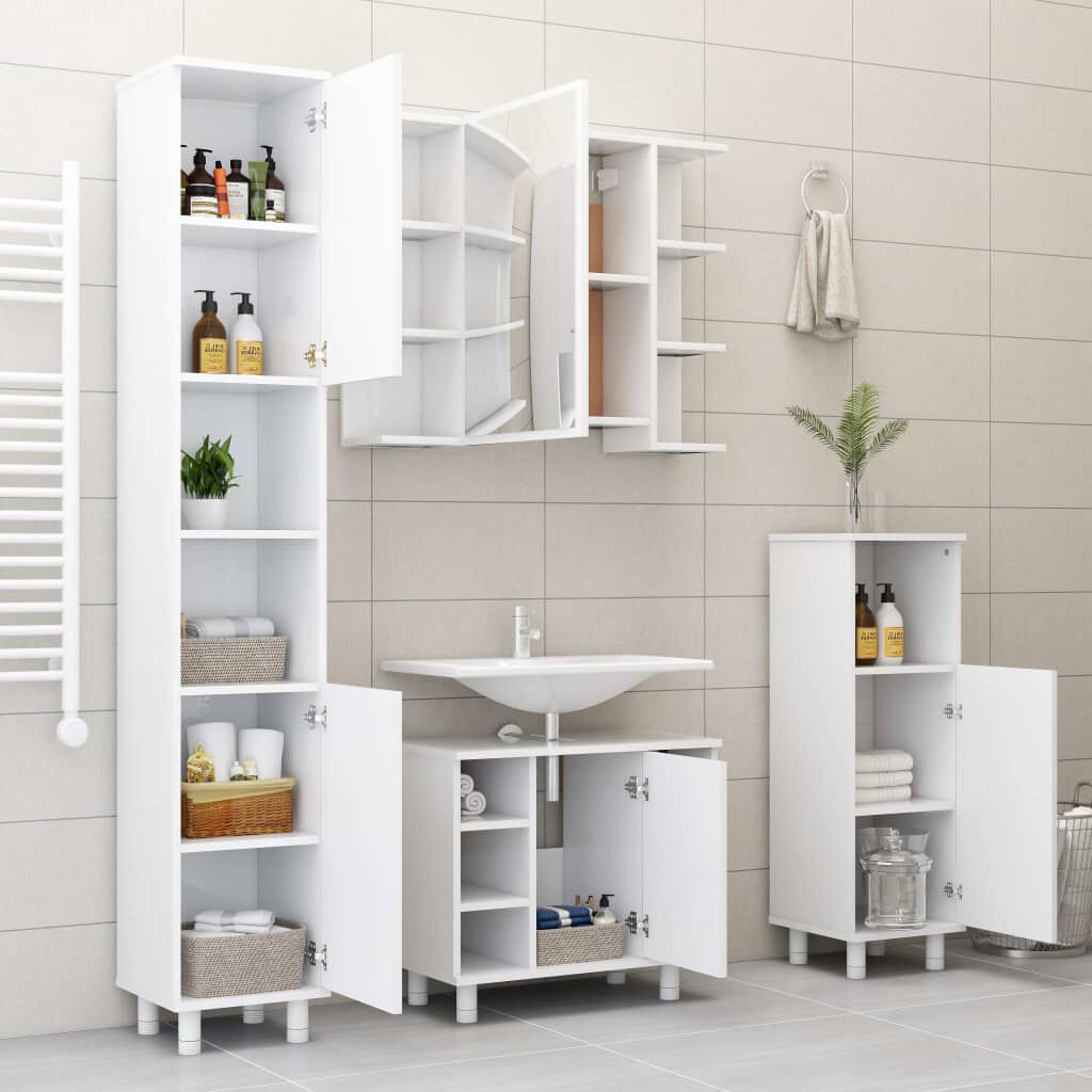vidaXL Bathroom Mirror Cabinet White 80x20.5x64 cm Engineered Wood
